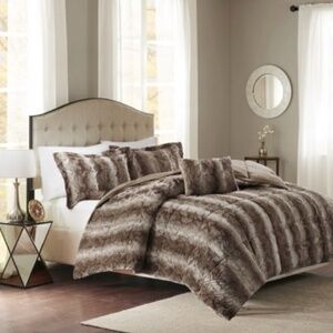 Madison Park Zuri Faux Fur Comforter Set - Chocolate - K